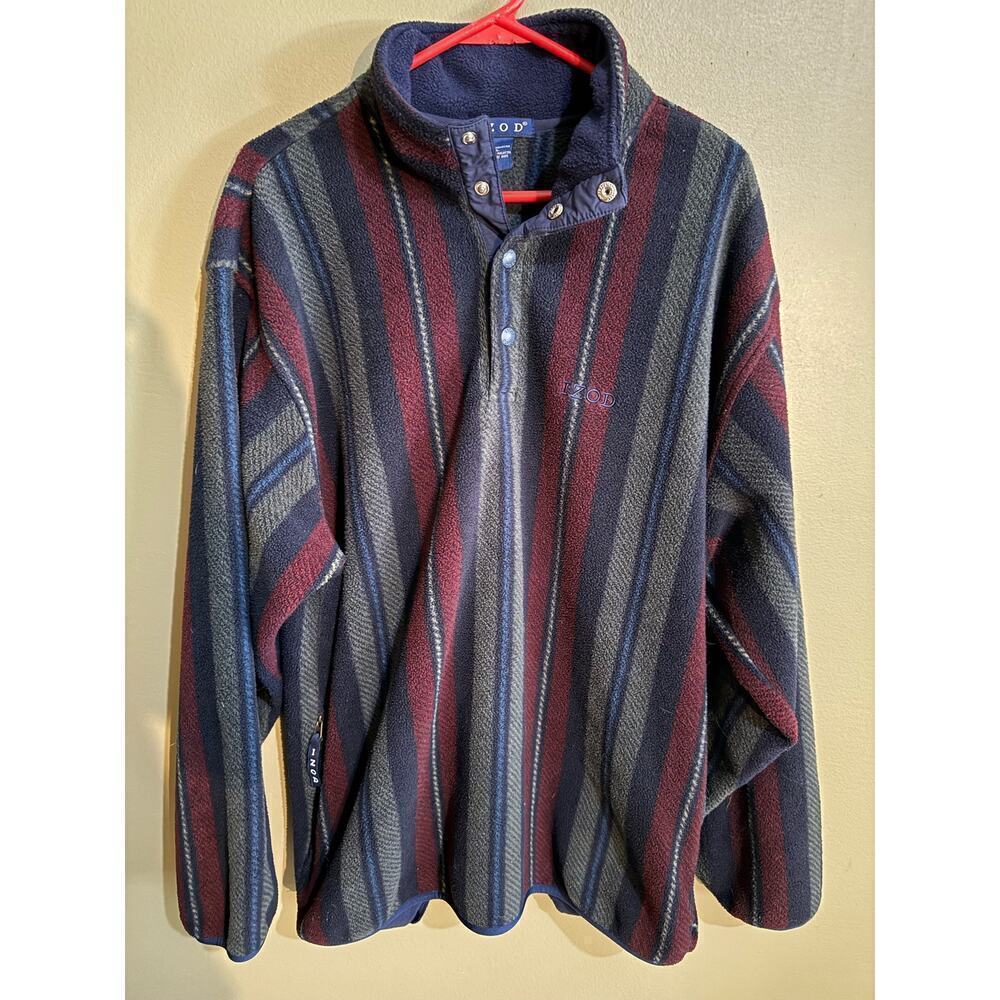 Izod fleece stripped vintage pullover men’s sweatshirt size L